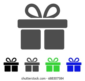 Gift flat vector pictograph. Colored gift, gray, black, blue, green pictogram variants. Flat icon style for web design.