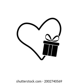 gift flat vector gift sign with heart