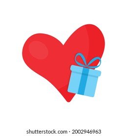 gift flat vector gift sign with heart