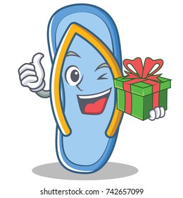 With gift flip flops character cartoon