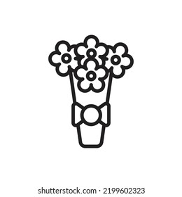 Gift Flower Outline Icon Vector Illustration