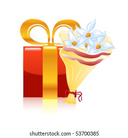 Gift and flowers