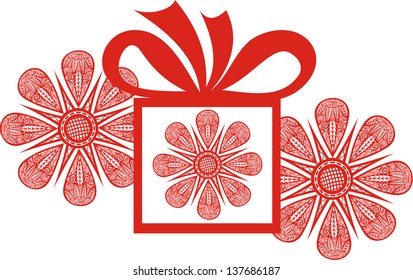 Gift flowers vector illustration