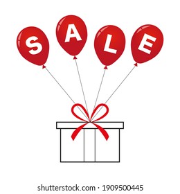 
Geschenk auf roten Ballons fliegen 