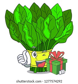 With gift fresh spinach vegetables in character fridge