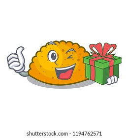 With gift fried patties isolated on the mascot
