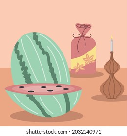 celebración de frutas y velas de regalo