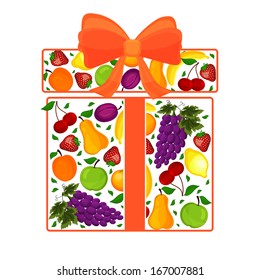 gift from fruit decorated with a bow