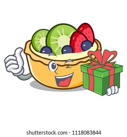 With gift fruit tart mascot cartoon