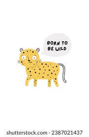 Gift funny card with cute leopard