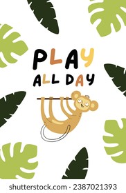 Gift funny card with cute funny monkey