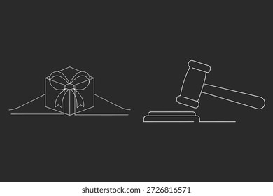 Regalo y mazo en estilo de arte de línea continua - Procedimientos legales y conceptos actuales