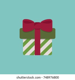 gift giftbox present with bow ribbon flat icon