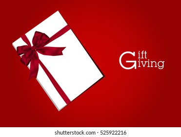 Gift giving Red ribbon with bow on red background.