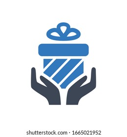 Icono de regalo sobre fondo blanco.