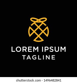 Gift gold line logo template icon