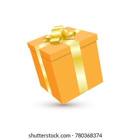 gift with gold ribbons and bow, vector