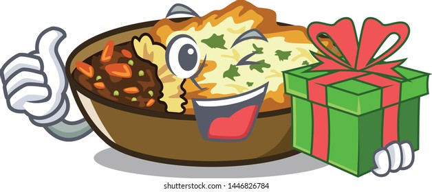 With gift gratin in the a mascot shape