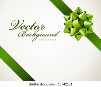 Gift green bow vector background