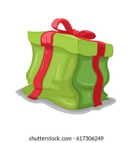 Vector de aplastamiento con caja verde regalo