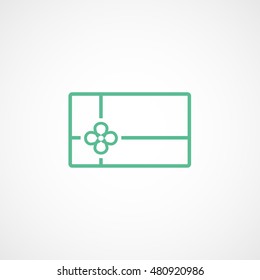 Gift Green Line Icon On White Background