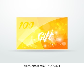 Gift greeting card yellow glitter with shine abstract triangle design vector illustration 