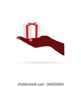 gift in hand color vector