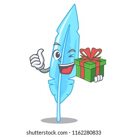 With gift hand drawn feather mascot