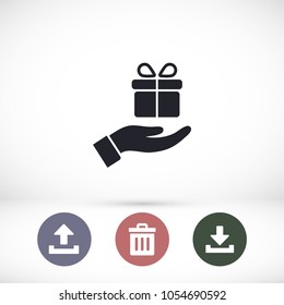 a gift in the hand icon