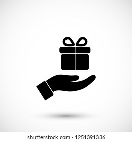a gift in the hand icon