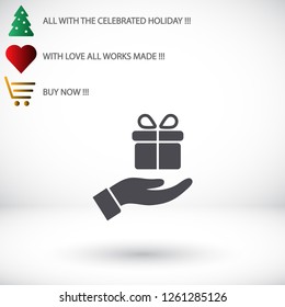 a gift in the hand icon
