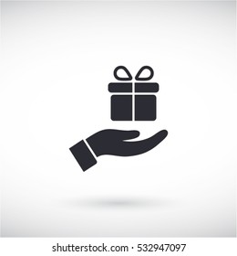 a gift in the hand icon