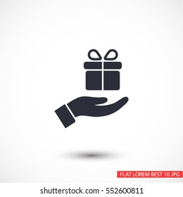 a gift in the hand icon