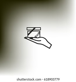gift, hand, icon