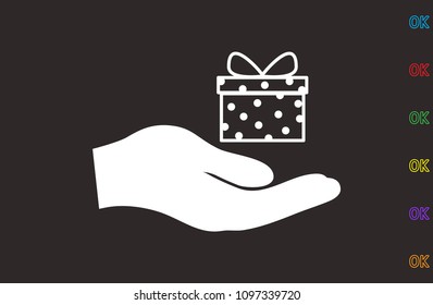 gift, hand, icon illustration