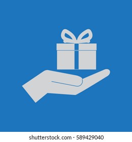 Gift in the hand icon, present vector illustration