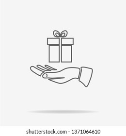 Gift and hand icon. Vector concept illustration for design.