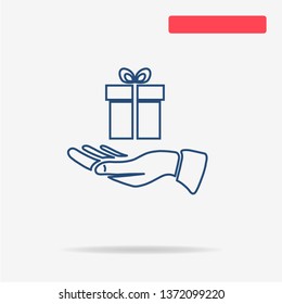 Gift and hand icon. Vector concept illustration for design.