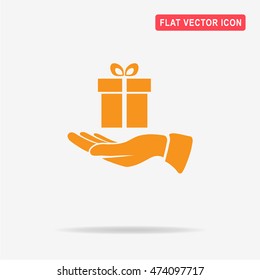 Gift and hand icon. Vector concept illustration for design.
