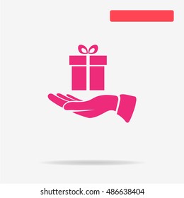 Gift and hand icon. Vector concept illustration for design.