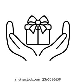 gift in hand icon vector hand holding a gift box