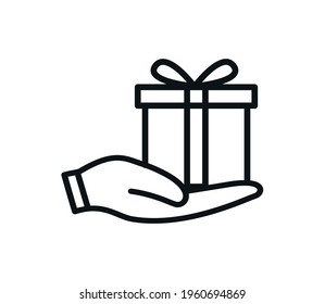 Gift and hand icon vector logo template