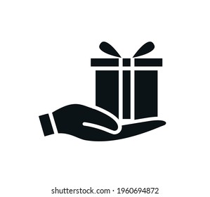 Gift and hand icon vector logo template