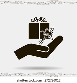 gift and hand vector icon