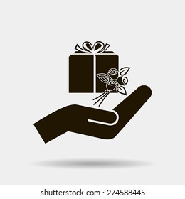 gift and hand vector icon