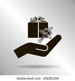 gift and hand vector icon