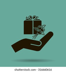 gift and hand vector icon