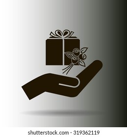 gift and hand vector icon