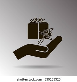 gift and hand vector icon