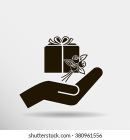gift and hand vector icon